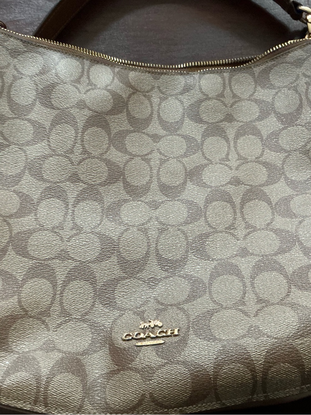 Coach Monogram Canvas Shoulder Bag in Dark Brown